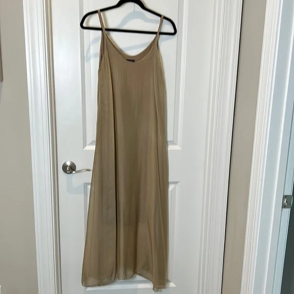 Natacha Paris Silk Viscose Tank Maxi Dress-Camel/Tan - Picture 1 of 4